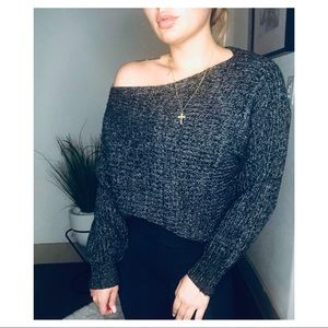 grey Off the shoulder sweater